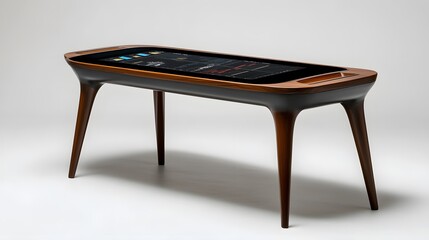 Poster - Modern Wooden Table With Integrated Digital Display