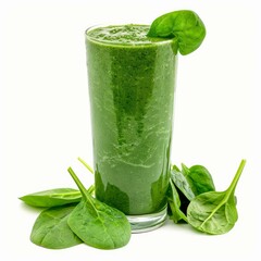Poster - Green smoothie with spinach leaves promoting healthy lifestyle, making refreshing and nutritious drink