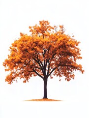 Wall Mural - Autumn Tree Isolated Against White Background