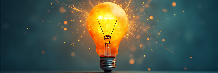 Poster - A burst of creative energy symbolized by a crumpled paper lightbulb sparks innovative ideas for the 2018 new year business concepts._00002_
