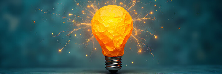 Poster - A burst of creative energy symbolized by a crumpled paper lightbulb sparks innovative ideas for the 2018 new year business concepts._00001_