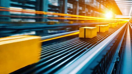 Poster - Dynamic Transport System Featuring High-Speed Automated Conveyor with Bright Light Effect