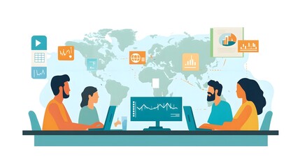 Poster - Global Business Team Collaborates On Data Analysis Project