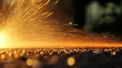 Poster - High-Speed Laser Cutting Process Creating Sparks and Glows in Industrial Setting