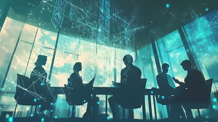 Poster - Business Team Meeting Modern Office Digital Network