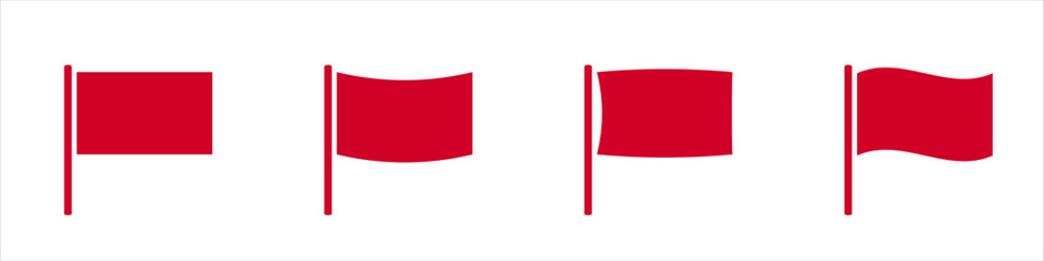 Poster - illustration of four red flags, each in a unique position, aligned horizontally.