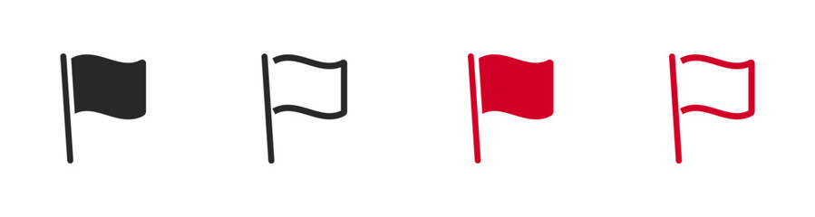 Poster - A set of four black and red flag icons in various styles, symbolizing alerts or signals.