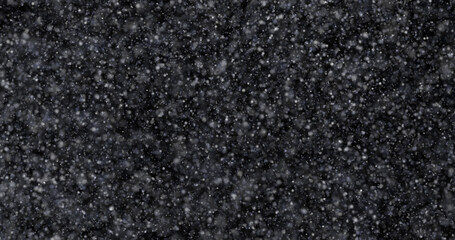 Wall Mural - Natural white winter snowfall on a black background 3d rendering