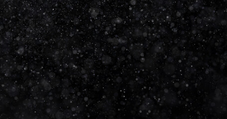 Wall Mural - Natural white winter snowfall on a black background 3d rendering