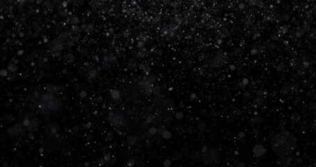 Wall Mural - Natural white winter snowfall on a black background 3d rendering