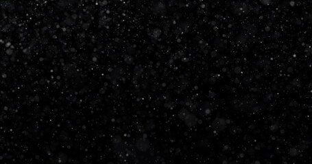 Wall Mural - Natural white winter snowfall on a black background 3d rendering