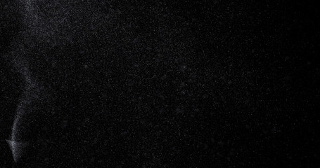 Wall Mural - Natural white winter snowfall on a black background 3d rendering