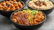 © CLOVER BACKGROUND - Teriyaki Chicken Bowls: Three mouthwatering teriyaki chicken bowls, each with a different combination of rice, noodles, and vegetables, are ready to tantalize your taste buds.