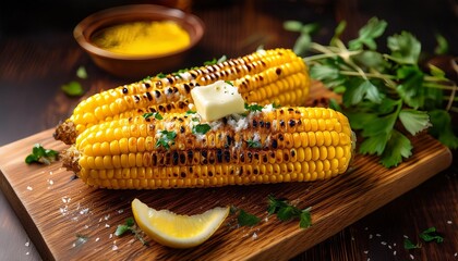 Wall Mural - grilled corn on the cob