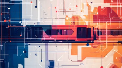 Poster - Abstract Train Image Featuring Futuristic Circuitry Design