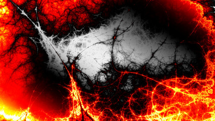 Fototapete - Red futuristic technology background with organic motion. Energy overlay lines background
