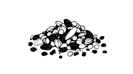 Wall Mural - Small pile of trail mix ingredients evenly distributed on a flat surface, Culinary Vector Graphic