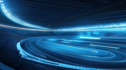 Aufkleber - High-speed racing in a futuristic, neon lit stadium 