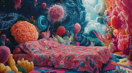 Wall Mural - hyper realistic dream sequence with surreal and vibrant details