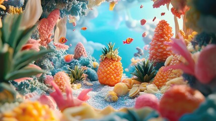 Wall Mural - hyper realistic dream sequence with surreal and vibrant details