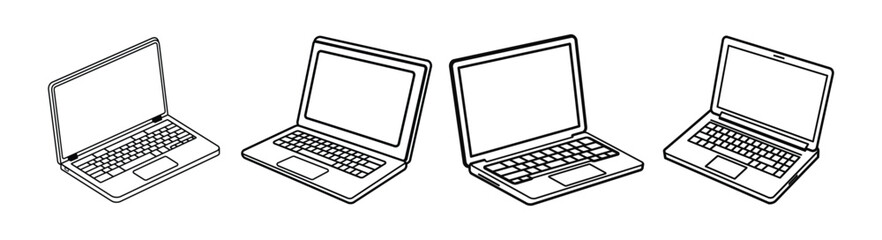Fototapete - Set of laptop silhouette, icon, vector.