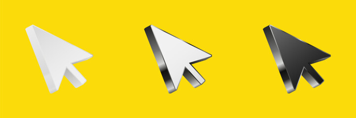 Leinwandbilder - Three glossy 3d arrows in white, silver, and black pointing upward, vibrant backdrop.