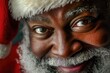 © prophoto - Close-up of a smiling Black Santa Claus, showcasing his warm eyes and joyful expression.