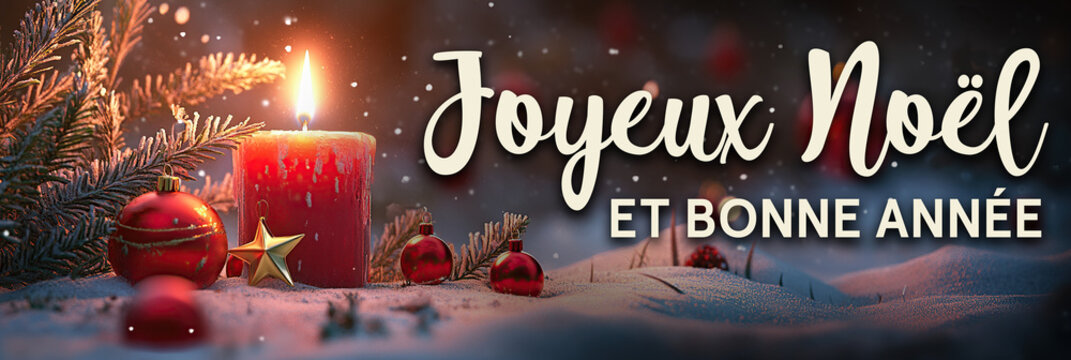 Christmas greeting card French text - luxury design header for advertisement
