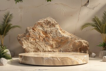 Aufkleber - Vibrant Image of Earthly Sandstone Podium Product Display for Product Presentation