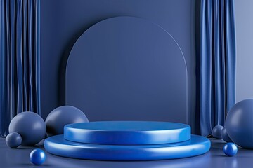 Aufkleber - High Detail Visual of Blue Podium for Premium Product Presentation