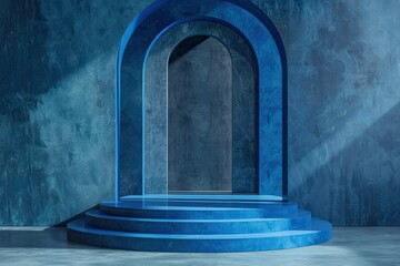 Aufkleber - High Detail Image of Blue Podium for Product Presentation, Mockup or Showcase