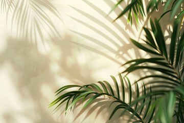 Aufkleber - Vibrant Image of Cream Wall with Palm Shadow for Product Presentation