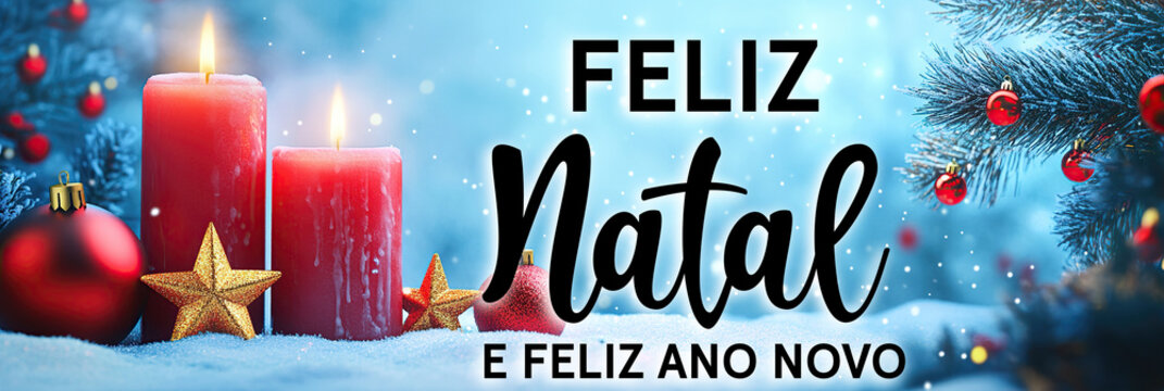 Christmas greeting card Brazillian text - lighter background header for advertisement