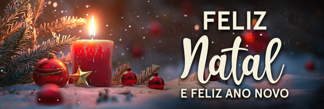 Christmas greeting card Brazillian text - luxury design header for advertisement