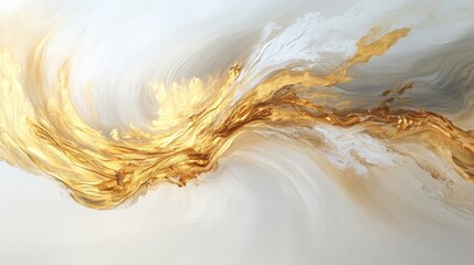 Poster - Dynamic golden flowing abstract art digital medium contemporary style bright atmosphere artistic perspective visual harmony