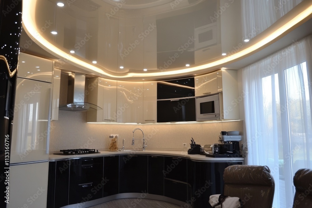 Elegant False Ceiling Design for Compact Kitchen with a Sleek and ...