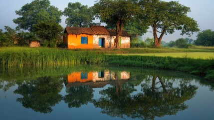 Wall Mural - house on the river