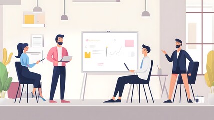 Poster - Business Team Meeting Presentation Modern Office Workspace