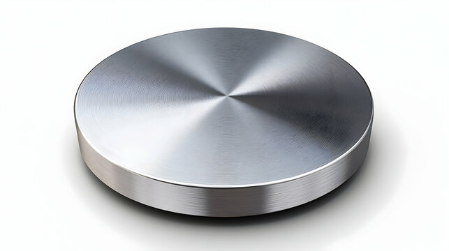 Circular Metal Disc, Polished Surface, Brushed Edges, Abstract Background