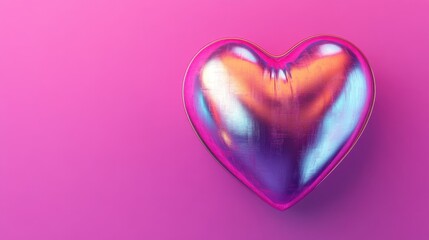 Poster - A shiny, metallic heart on a vibrant pink background, symbolizing love and affection with a modern, artistic flair.