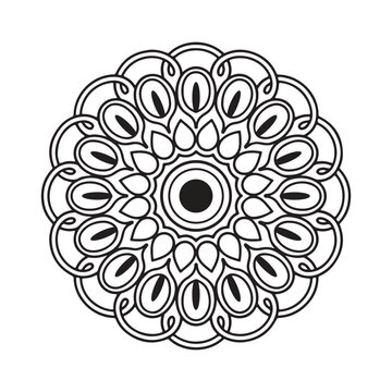 Easy Mandala Black and White Circle Outline - Mandala Coloring Pages for Adults and Kids - Simple Mandalas Artwork Vector
