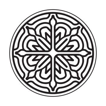 Easy Mandala Black and White Circle Outline - Mandala Coloring Pages for Adults and Kids - Simple Mandalas Artwork Vector