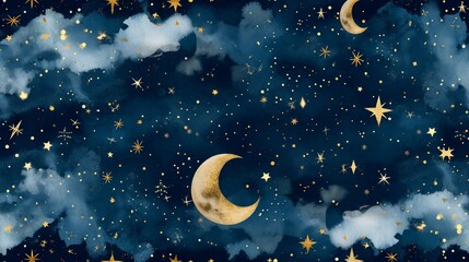 Wall Mural - watercolor night sky