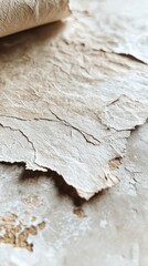 Poster - A textured piece of brown craft paper lays across a rustic wooden table, exuding warmth and creativity. The natural imperfections in the paper enhance its charm, inspiring artistic endeavors