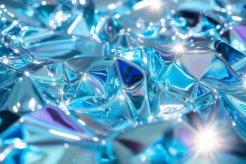 Poster - A close-up of rippling water reflecting sunlight, creating shimmering blue patterns. 