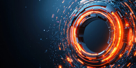 Poster - Futuristic circular design with glowing elements and digital effects