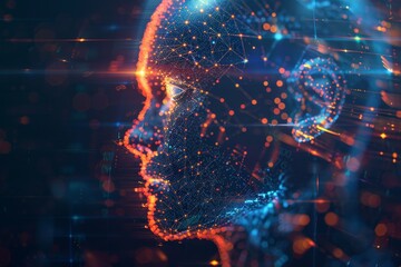 Poster - A futuristic representation of artificial intelligence, showcasing advanced technology and innovative designs in a digital landscape. Nanotech advancements in AI .
