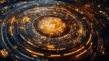Poster - Abstract glowing circular technology background.