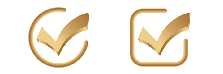 Poster - Two gold check marks in different frames: a circle and a square, symbolizing approval.