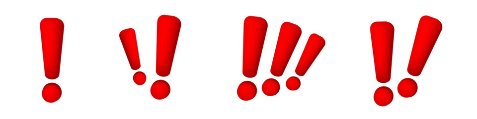 Poster - A series of bold red exclamation marks in different groupings, expressing urgency or excitement.